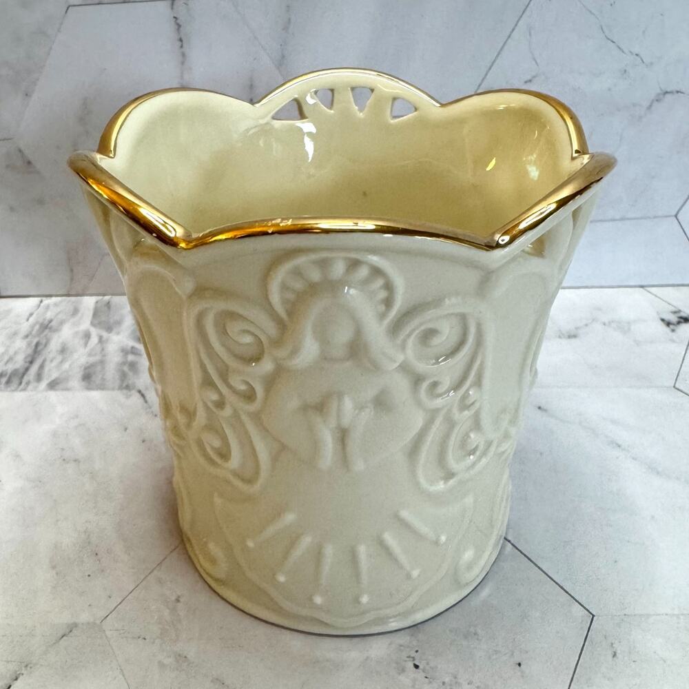 NWT Lenox Merry Lights Angel Votive Candle Holder 3.25" Holiday Decor Gold Trim